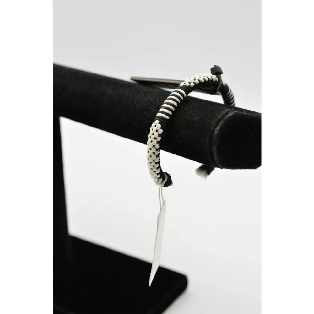 J Crew NWT Statement Cuff Bracelet Black White Friendship Fabric Unique Bin7